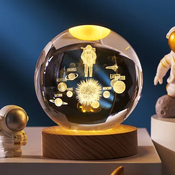 Глобус Слънчевата система Galaxy K9 Кристална топка с 3D лазерно гравиран, Астрономически топка с планетите, фантастичен стил начало декор, space модел, подарък