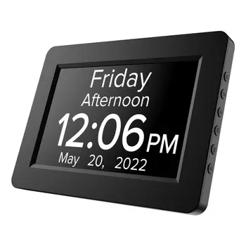 Голям LCD Екран и Електронен 8-Инчов Многоезичен Календар за Деменция Настолни часовници Със стойка