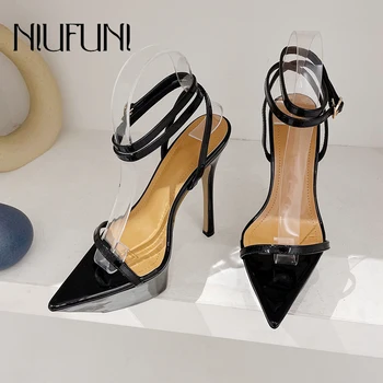 Дамски Сандали NIUFUNI на платформата С Остри пръсти; Елегантни Вечерни Модел Обувки За Подиум ; Дамски Однотонная Обувки На Висок Ток-висок ток