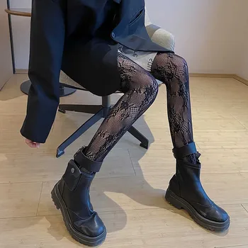 Дамски секси чорапогащник с модел, ажурная лента, чорапогащи с флорални принтом, костюм за cosplay, готически дантелени чорапи JK Lolita, мрежести чорапи