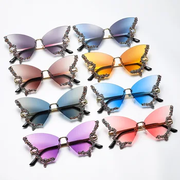 Дамски слънчеви очила с диаманти, слънчеви очила с пеперуда, женски модни очила Oculos De Sol UV400