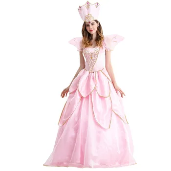 Дамско класическо принцеса рокля на Пепеляшка за момичета, розова дълга рокля от приказния дворец, костюм за cosplay за Хелоуин костюм за парти
