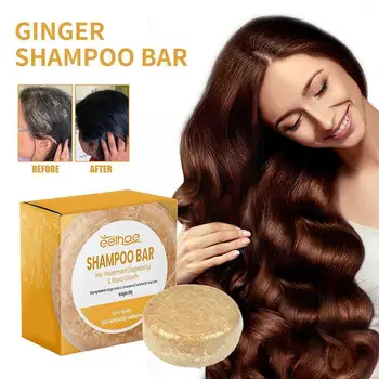 Джинджифилова сапун сапун против косопад и Възстановява кожата на главата, подхранва, предотвратява загубата, 65 g шампоан за коса, дебела греда, изсветлява косата K2T6