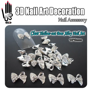 Дизайн за нокти 10 бр./лот, 3D прозрачен цветен лък за нокти, метална декорация за нокти, прозрачен планински кристал, декорация за нокти от сплав