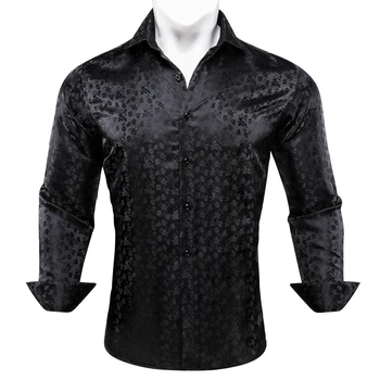 Дизайнерски мъжки ризи, пролет-черни, с цветна бродерия, тънки ежедневни однобортные мъжки блузи от плат с дълъг ръкав Бари Уонг