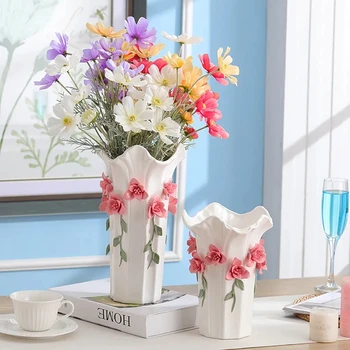 Европеизм 3D керамична ваза начало декор креативен дизайн декоративна порцеланова ваза за цветя за сватбена декорация