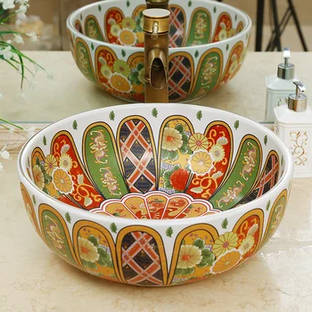 Европейски художествени мивка в ретро стил, керамична мивка Lavabo, мивки за баня, мивка с ръчен модел