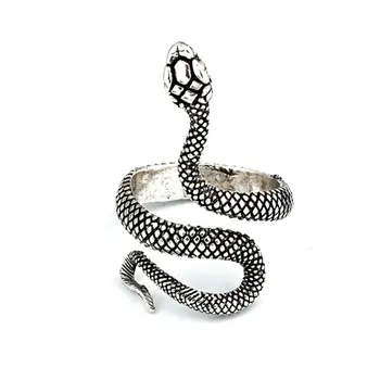 Европейските и американски винтажное посеребренное пръстен във формата на змия, мъжки и женски универсален пръстен, регулируем пръстен, бижута