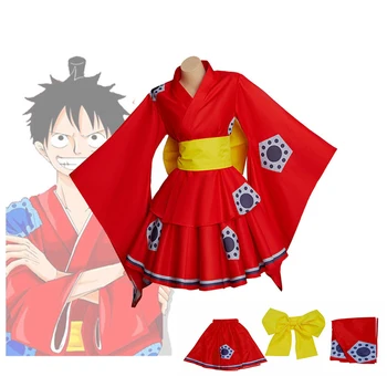 Едно парче костюм Luffy за cosplay, рокля стил Лолита, поли, кимона, екипировки, маскировочный костюм за момичета от аниме 