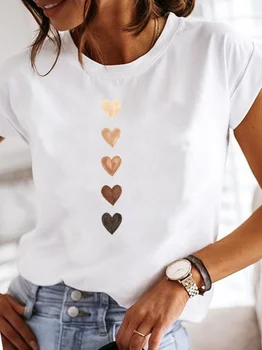 Ежедневни дамски модни тениска с графичен дизайн, женска тениска с акварельным хубав принтом 