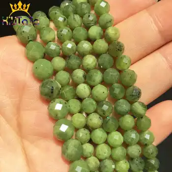 Естествен камък, зелени канадски нефрит мъниста, разнообразни кръгли свободни мъниста-подпори, за производство на бижута, гривни 