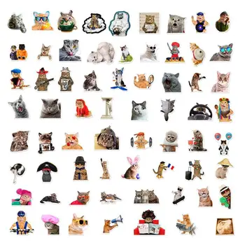 Етикети с сладък котка 66 бр., забавни стикери с коте, естетически стикери с животни за лаптоп, скейтборд, албум за изрезки, куфара, китарата
