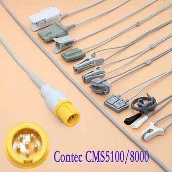 За Contec CMS 5100 8000 Монитор пациента Цифров Spo2 кабел на сензора, 6Pin 3 м пръст/Ушния оксиметър сонда.