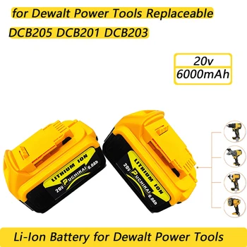 за Dewalt DCB200 20V 12Ah акумулаторна литиево-йонна батерия 20V МАКСИМАЛНА подмяна на Dewalt DCP205 DCB201 DCB203 Мощност-100% от капацитета