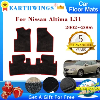 За Nissan Altima L31 2002 ~ 2006 2003 2004 автомобилни постелки за пода, килими, панел, устойчива на плъзгане тампон, премиум потребителски накладки за краката, аксесоари