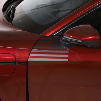 За Porsche Taycan 2019-2022 PVC черна кола на предното крило с цветен фолио Стикери на страничните врати и аксесоари за автомобили