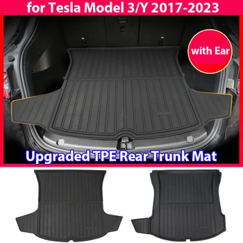 За Tesla, модел 3 Y подложка за задния багажник TPE подови възглавници с страничния капак на кутията за съхранение на Водоустойчиви аксесоари за интериора Модел 3 2023