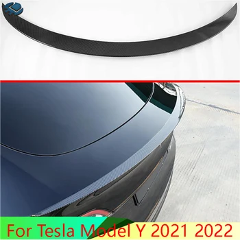 За Tesla, модел Y 2021 2022 Автомобилни аксесоари от въглеродни влакна Стил на задното странично стъкло, заден спойлер, Хастар Формоване Гарнитура панела Стайлинг