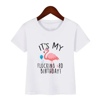 Забавна тениска за момиченца с принтом фламинго, It ' s My Flocking, 2-8-ти рожден ден, детски подарък за Нова година, детски Ежедневни тениски с изображение