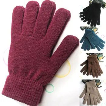 Зимни топли възли ръкавици, обикновена ръкавици за пълен пръст, изолирана ръкавици за мотоциклетисти, ръкавици прост стил за жени и мъже 