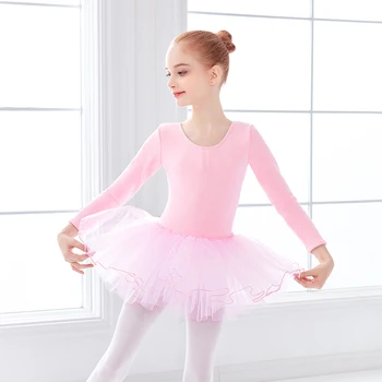 Зимните балетные трика за момичета, утепленное рокля-пакет за танци с дълъг ръкав, детски кадифе зимни балетната дрехи за момиченца, дрехи за танци