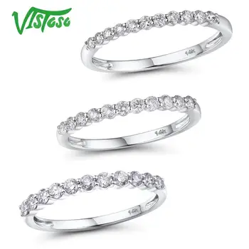 Златни пръстени VISTOSO за жени, пръстен от бяло злато 14 карата 585 Проби, искрящи диаманти, годежни пръстени, годишнина, бижута