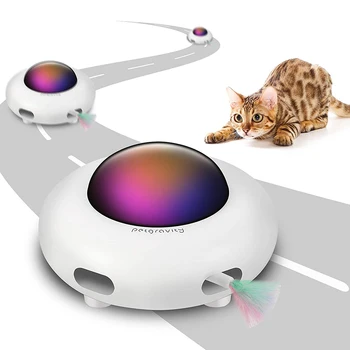 Интерактивна автоматична играчка за котки, умен закачка, НЛО, въртяща маса за домашни любимци, играчки за обучение на улов, USB зареждане, Закачка за котки, сменное перо