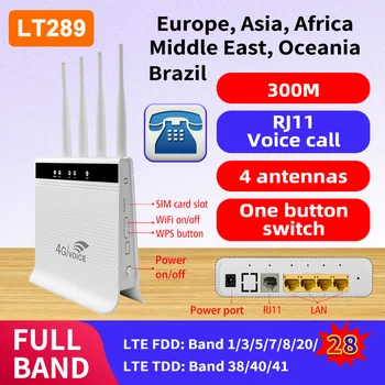Интерфейс Rj11 Гласова Функция на LTE WPS CPE 4G Модем Рутер, Сим-карти, Rj-45 Wan LAN Безжична Точка за достъп Wi Fi EU Plug Европа Отключена