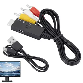 Кабел-адаптер, AV кабел-адаптер за дисплея на видео адаптер аудиоконвертер AV кабел 1080P Универсален 1-посочен предавател 3,3 фута