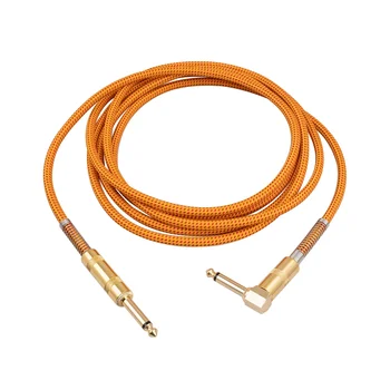 Кабел за китарен инструмент, 10 метра, кабел за бас-усилвател, 1/4 инча, директен под прав ъгъл, позлатен кабел 6,35 мм