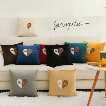 Кадифе калъфка за възглавница във формата на сърце, мека однотонная декоративна квадратна калъфка за мека мебел, спални, кола, домашна уютна калъфки за възглавници