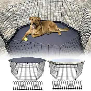 Калъф за клетки за развъдник за кучета, кошарката за домашни любимци, горната част на кутията, за защита от слънце и дъжд, защитен калъф, подходящ за 8 панели за градинска клетки за големи кучета, козирка