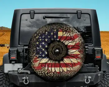 Калъф за резервна гума с леопардовым принтом под формата на слънчоглед, американското, с отвор за камерата, изработени по ваш размер, мек калъф за гуми, резервна гума