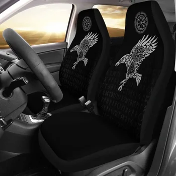Калъфи за автомобилни седалки от Минесота, татуировка на Гарвана на Один, комплект от 2 универсални защитни покривала за предните седалки