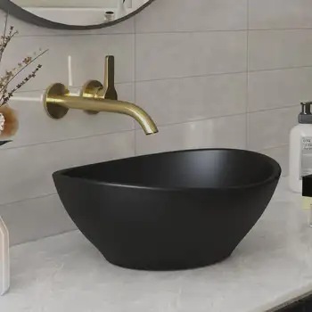 Керамична овална мивка за баня, кухня, отделно стоящ тип