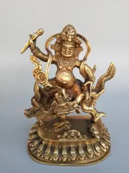 Китайска колекция статуя на Буда, изработени от чиста мед яхнал дракон, богът на богатството