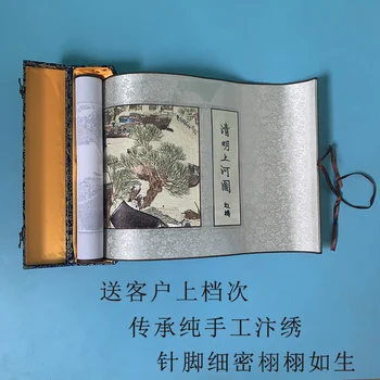 Китайската Калиграфия Long Кинг Минг Shang He Tu 38,5x134 см, Копие на Известната Картина на най-Високо Качество Панорамна Живопис Украса под формата На Свитъци