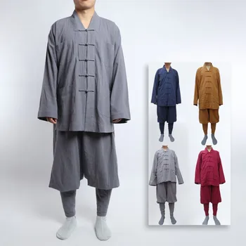 Китайската традиционна облекло за костюм на монах будистка монашески дрехи халат даоизъм тибетски облекло Дзен медитация Шаолин Ханфу