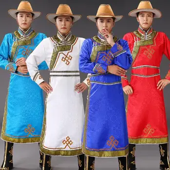 Китайски етнически монголски халат Мъжки традиционни танци фестивални костюми С Реколта