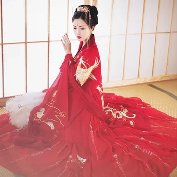 Китайски стил Hanfu, червени, лилави, бели костюми за cosplay, рокли за жени, сценична облекло, хавлия за народни танци, абитуриентски с преминаването яка