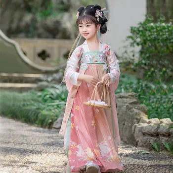 Китайски традиционен костюм Детски древния костюм на Ханфу за малки момичета, Източна фея, cosplay, дрехи за сценични танци, удобни