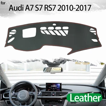 Кожена Подложка за арматурното табло, Тампон върху таблото, Подложка за арматурното табло, Аксесоари за Стайлинг на автомобили на Audi A7 S7 RS7 2010-2017 4G8 S-line