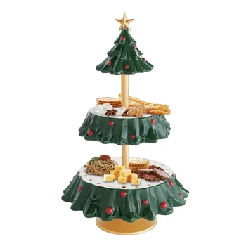 Коледна поставка за кифли Поставка за закуски, Коледен табла с орнаменти на Коледно украшение Бижу от смола