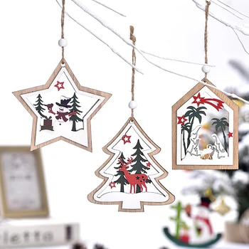 Коледни дървени орнаменти с куха дърворезба, занаяти, Коледно дърво, подвесная Коледна играчка, Раждането на Исус, творчески медальон, подарък