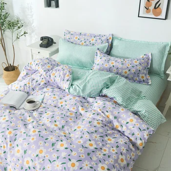 Комплекти спално бельо с принтом ягоди, цветя за спални, спално бельо, пухени, плосък чаршаф, калъфка за възглавница, домашен текстил в реален размер