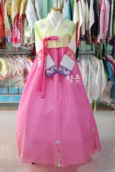 Корейска рокля Ханбок Традиционна авторска ръчна бродерия Ханбок Сватбен Ханбок автентичната корея, модни дрехи Ханбок