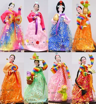 Корейската Дама Шелковистое Народен Занаят 32 см Кукла Ханбок Момиче Ръчно изработени Украсата на Дома на Хотела Украшение за Подарък
