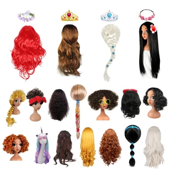 Костюм на принцеса за cosplay, перука в короната, колие и обеци с магическа пръчка, ярко-розова корона, огърлица и обеци с магическа пръчка, комплект