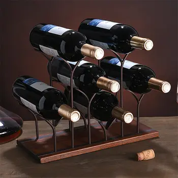 Креативен вино багажник за малки растения, метален самостоятелен кухненски рафтове за съхранение, винен шкаф, рафт за вино, дисплей, бар украса