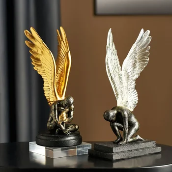 Крилата на един ангел, декорации от смола, есента черен Ангел, злато, творческа украса за дома, декорация за хол, офис аксесоари